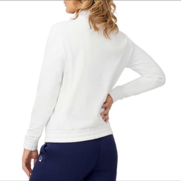 Fila white sweatshirt w logo red and blue zip neck size Small - Picture 7 of 9